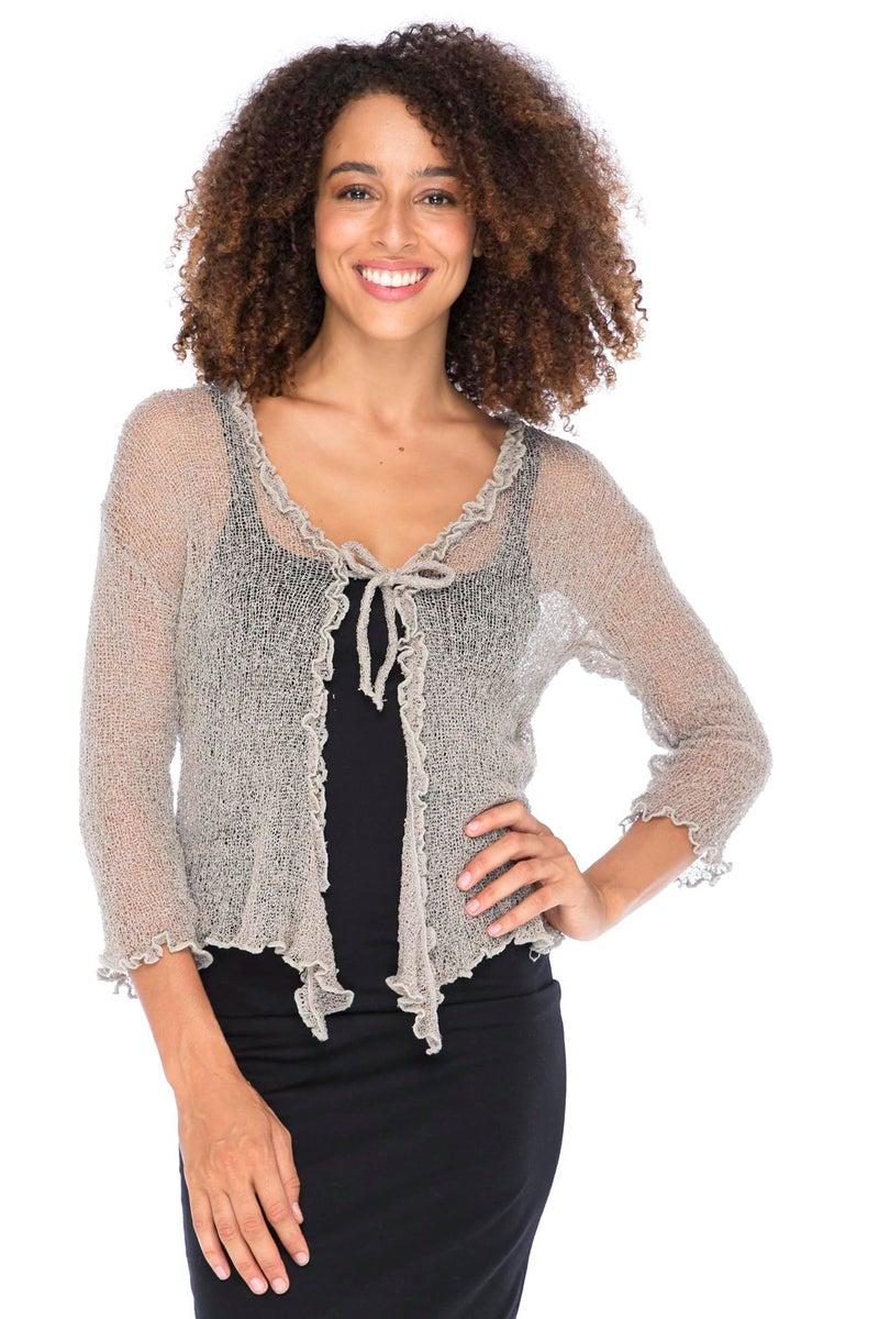 Back From Bali Beige Ruffle Shrug Lite - Image 1